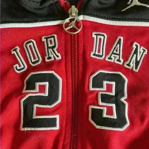 Michael Jordan 23 Kids 12M Full Zip Jacket Red, Black and White - Picture 3 of 9